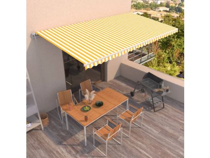 vidaXL Automaticky zaťahovacia markíza 600x350 cm žltá a biela