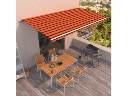vidaXL Automaticky zaťahovacia markíza 600x350 cm oranžová a hnedá