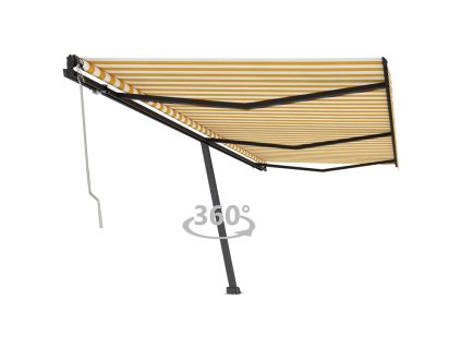 vidaXL Samostatne stojaca automatická markíza 600x350 cm žlto-biela