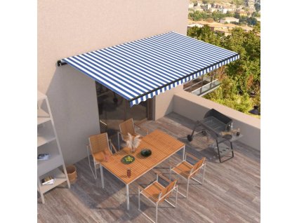 vidaXL Automaticky zaťahovacia markíza 500x350 cm modro-biela