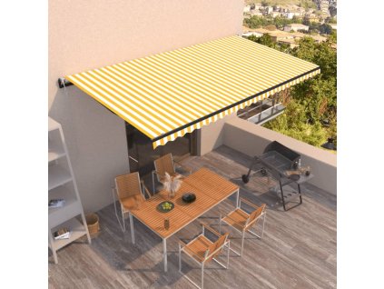 vidaXL Automaticky zaťahovacia markíza 600x350 cm žltá a biela
