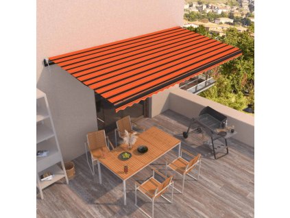 vidaXL Automaticky zaťahovacia markíza 600x350 cm oranžová a hnedá