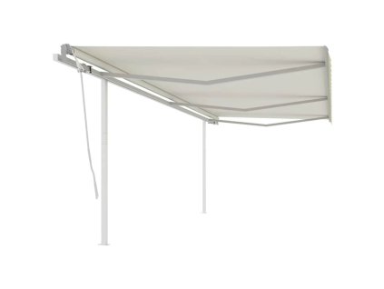 vidaXL Ručne zaťahovacia markíza so stĺpikmi 6x3 m krémová