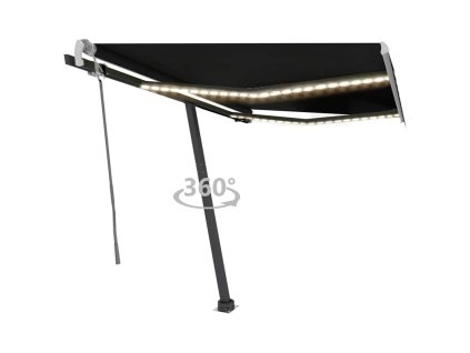 vidaXL Ručne zaťahovacia markíza s LED 300x250 cm antracitová