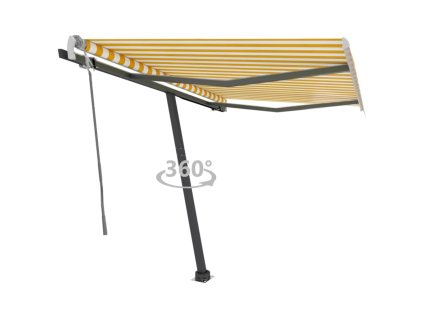 vidaXL Stojaca ručne zaťahovacia markíza 350x250 cm žlto-biela