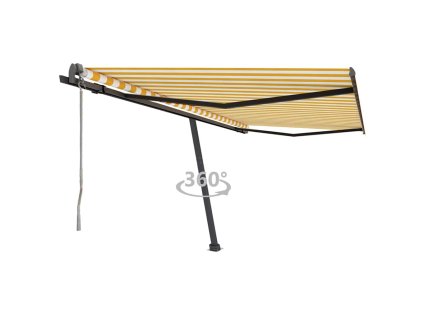 vidaXL Samostatne stojaca automatická markíza 400x300 cm žlto-biela