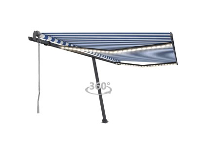 vidaXL Automatická markíza s LED a senzorom vetra 400x300cm modrobiela