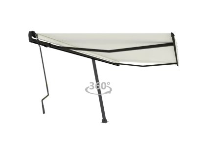 vidaXL Samostatne stojaca ručne zaťahovacia markíza 450x300 cm krémová