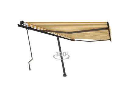 vidaXL Samostatne stojaca manuálna markíza 450x300 cm žlto-biela