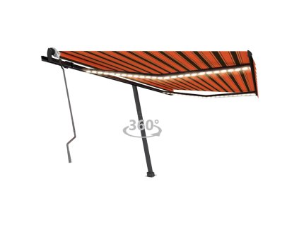 vidaXL Ručne zaťahovacia markíza s LED 450x300 cm oranžovo-hnedá
