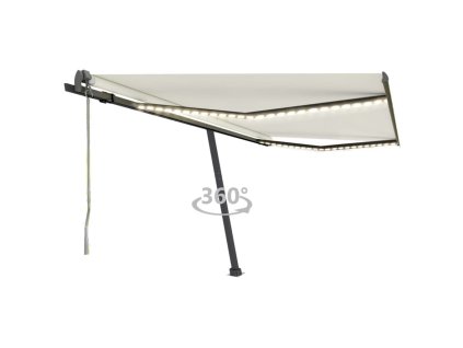 vidaXL Automatická markíza s LED a senzorom vetra 450x300 cm krémová