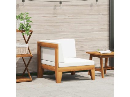 vidaXL Sekčná rohová pohovka a krémovo-biele vankúše akáciový masív