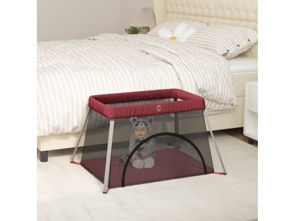 vidaXL Detská posteľ s matracom červená ľanová látka