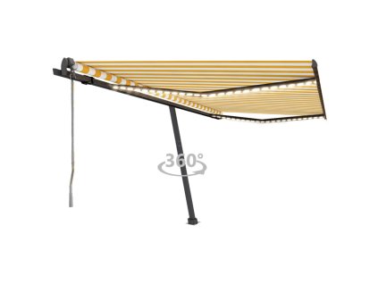 vidaXL Automatická markíza s LED a senzorom vetra 400x350cm žlto-biela