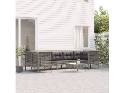 vidaXL 8-dielna záhradná sedacia súprava s vankúšmi sivá polyratanová