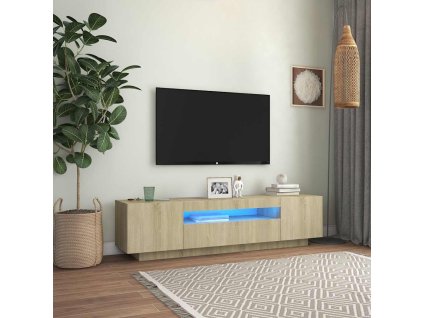 vidaXL TV skrinka s LED svetlami dub sonoma 160x35x40 cm