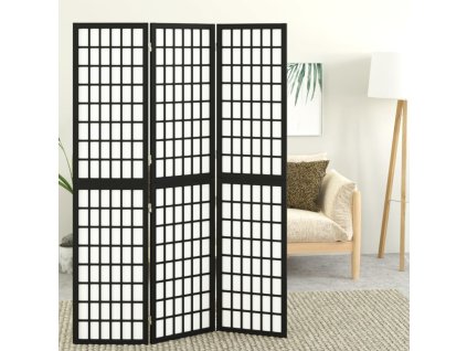 vidaXL Skladací paraván s 3 panelmi japonský štýl 120x170 cm čierny