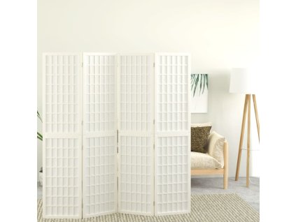 vidaXL Skladací paraván s 4 panelmi, japonský štýl 160x170 cm biely