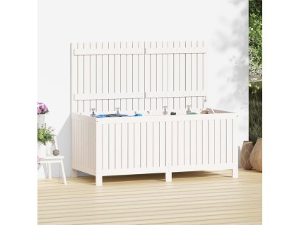 vidaXL Záhradný úložný box biely 147x68x64 cm masívna borovica