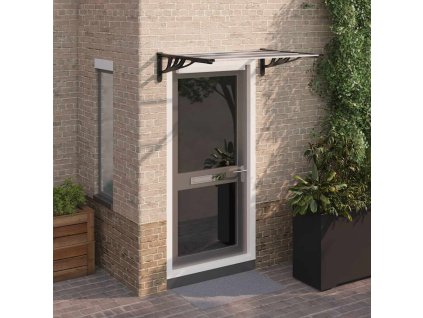 vidaXL Vchodová strieška čierna a priehľadná 122x90cm polykarbonát