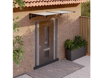 vidaXL Vchodová strieška čierna a priehľadná 199x90 cm polykarbonát