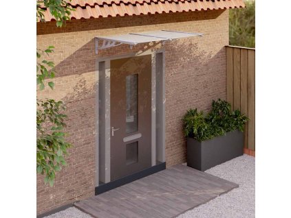 vidaXL Vchodová strieška, sivá a priehľadná 152,5x90 cm polykarbonát