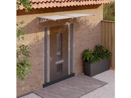 vidaXL Vchodová strieška, sivá a priehľadná 199x90 cm polykarbonát