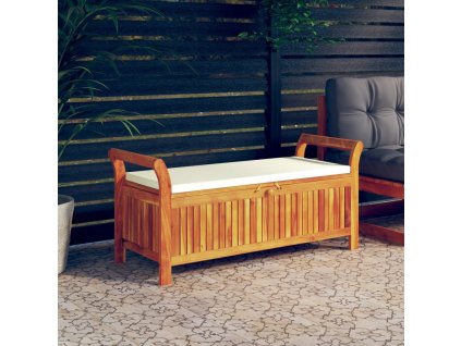 vidaXL Záhradná úložná lavica s vankúšom 126 cm masívne akáciové drevo