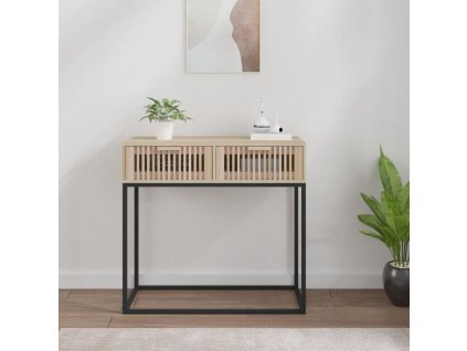 vidaXL Konzolový stolík 80x30x75 cm spracované drevo a železo