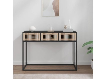 vidaXL Konzolový stolík čierny 105x30x75 cm kompozitné drevo a železo