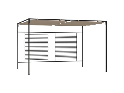 vidaXL Altánok so zaťahovacou strieškou 3x4x2,3 m sivohnedý 180 g/m²
