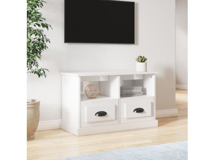 vidaXL TV skrinka lesklá biela 80x35x50 cm spracované drevo