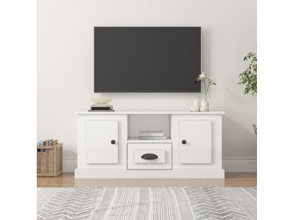 vidaXL TV skrinka lesklá biela 100x35,5x45 cm kompozitné drevo