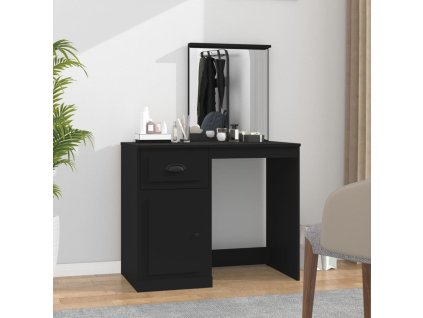 vidaXL Toaletný stolík so zrkadlom čierny 90x50x132,5 cm drevo