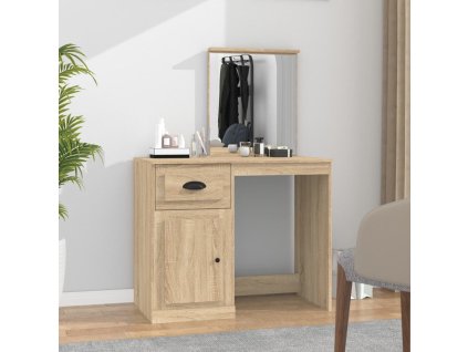 vidaXL Toaletný stolík so zrkadlom dub sonoma 90x50x132,5 cm drevo