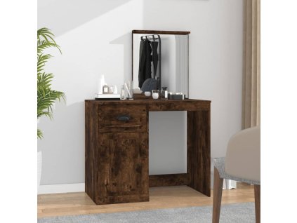 vidaXL Toaletný stolík so zrkadlom dymový dub 90x50x132,5 cm drevo