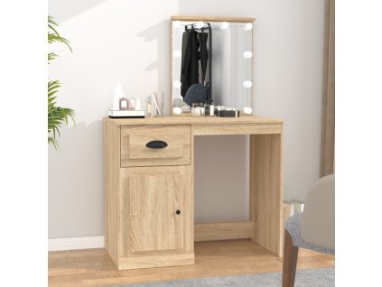 vidaXL Toaletný stolík s LED dub sonoma 90x50x132,5 cm sprac. drevo
