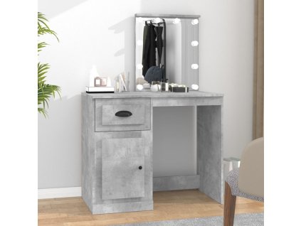 vidaXL Toaletný stolík s LED betónový sivý 90x50x132,5 cm sprac. drevo