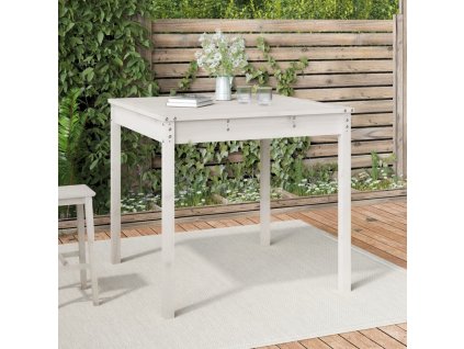 vidaXL Záhradný stolík biely 82,5x82,5x76 cm borovicový masív