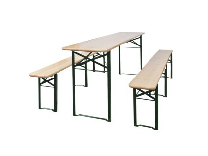 vidaXL Skladací pivný stôl s 2 lavicami 220 cm jedľové drevo