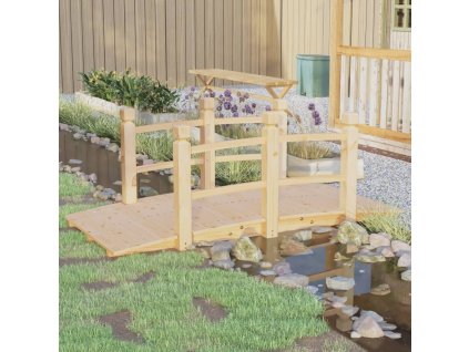 vidaXL Záhradný mostík so zábradlím 150x67x56 cm masívny smrek