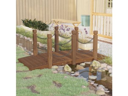 vidaXL Záhradný mostík s reťazovým zábradlím 150x67x56cm masívny smrek