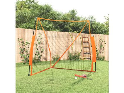 vidaXL Bejzbalová sieť oranžovo-čierna 183x182x183cm oceľ a polyester