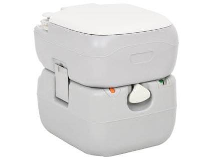 vidaXL Prenosné kempingové WC šedo-biele 22+12 l HDPE