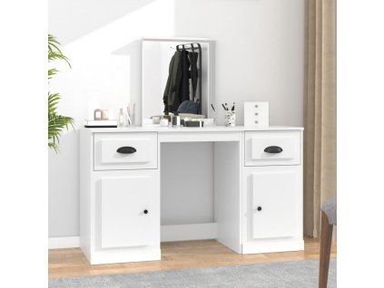 vidaXL Toaletný stolík so zrkadlom biely 130x50x132,5 cm