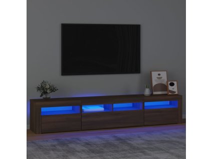 vidaXL TV skrinka s LED svetlami hnedý dub 210x35x40 cm