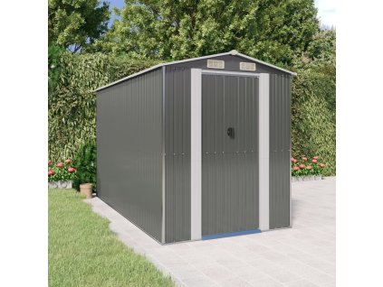 vidaXL Záhradná kôlňa bledosivá 192x357x223 cm pozinkovaná oceľ