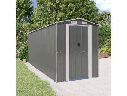 vidaXL Záhradná kôlňa bledosivá 192x523x223 cm pozinkovaná oceľ