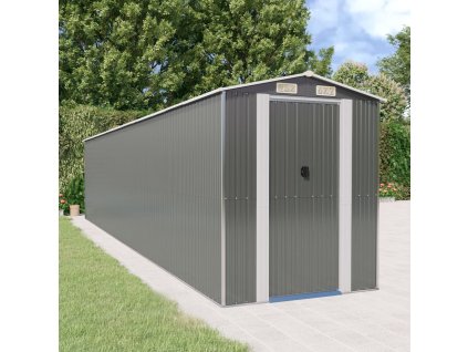 vidaXL Záhradná kôlňa bledosivá 192x938x223 cm pozinkovaná oceľ