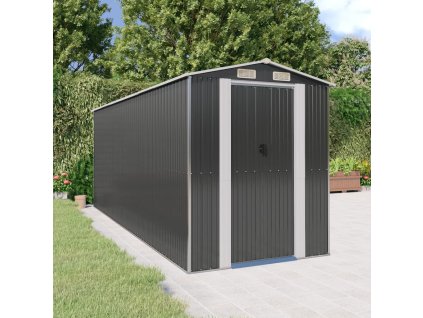 vidaXL Záhradná kôlňa antracitová 192x523x223 cm pozinkovaná oceľ
